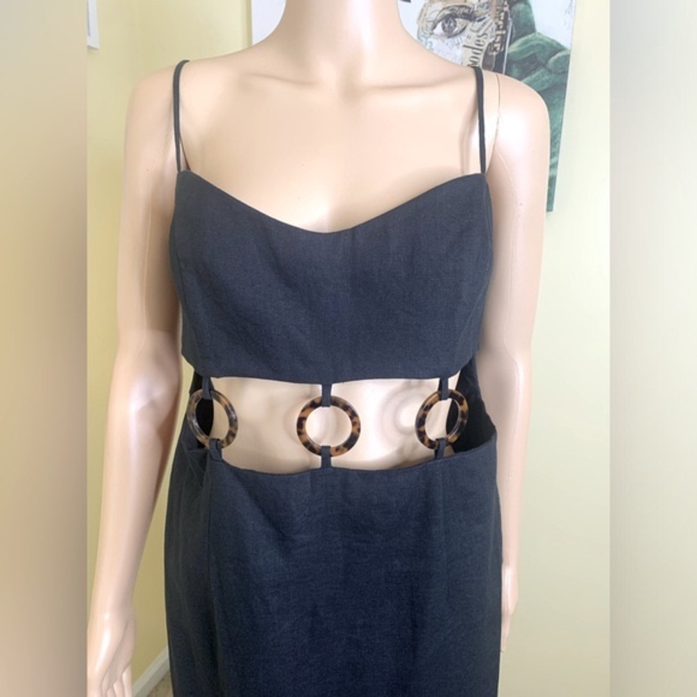 💫HP‼️💫 NWT Revolve RUMER 100% Linen “Bridget” Ring Maxi in Black, Size Large - Picture 7 of 17